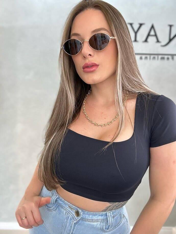 Cropped Poliamida Manguinha