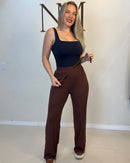 Calça Pantalona de Modal com Elastano