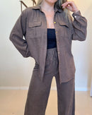 Conjunto de Inverno Aveludado Feminino Camisão e Pantalona