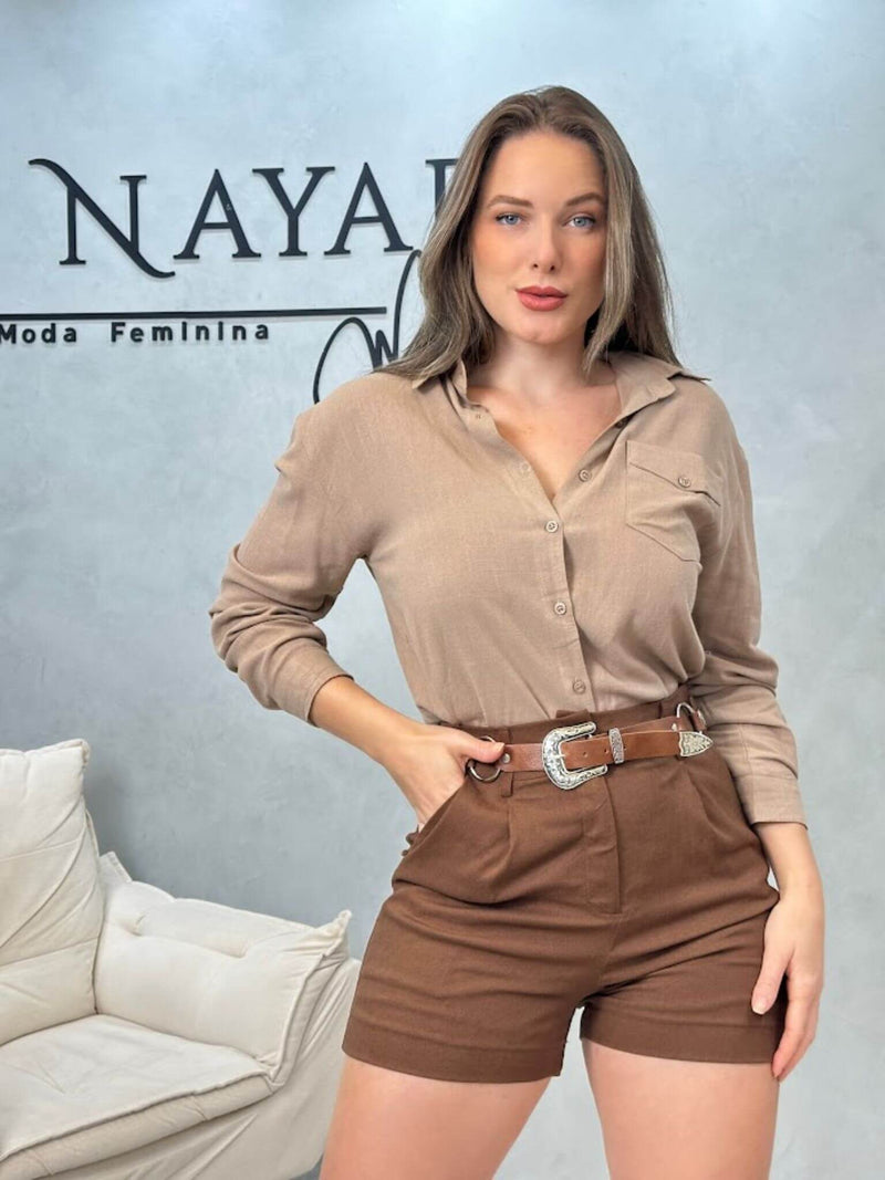Camisa Linho Gola Americana