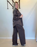 Conjunto de Inverno Aveludado Feminino Camisão e Pantalona