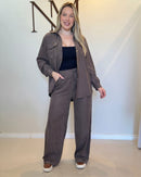Conjunto de Inverno Aveludado Feminino Camisão e Pantalona