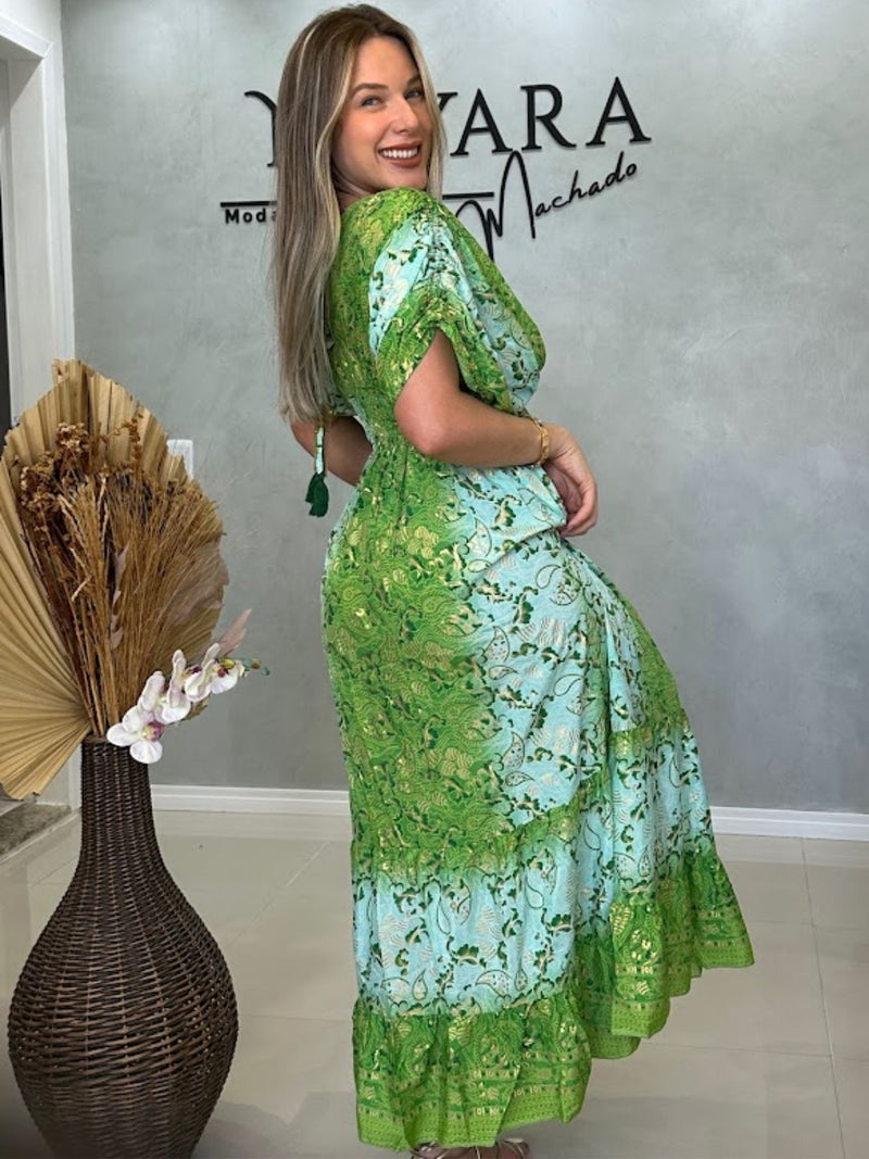 Vestido Indiano Manga Morcego