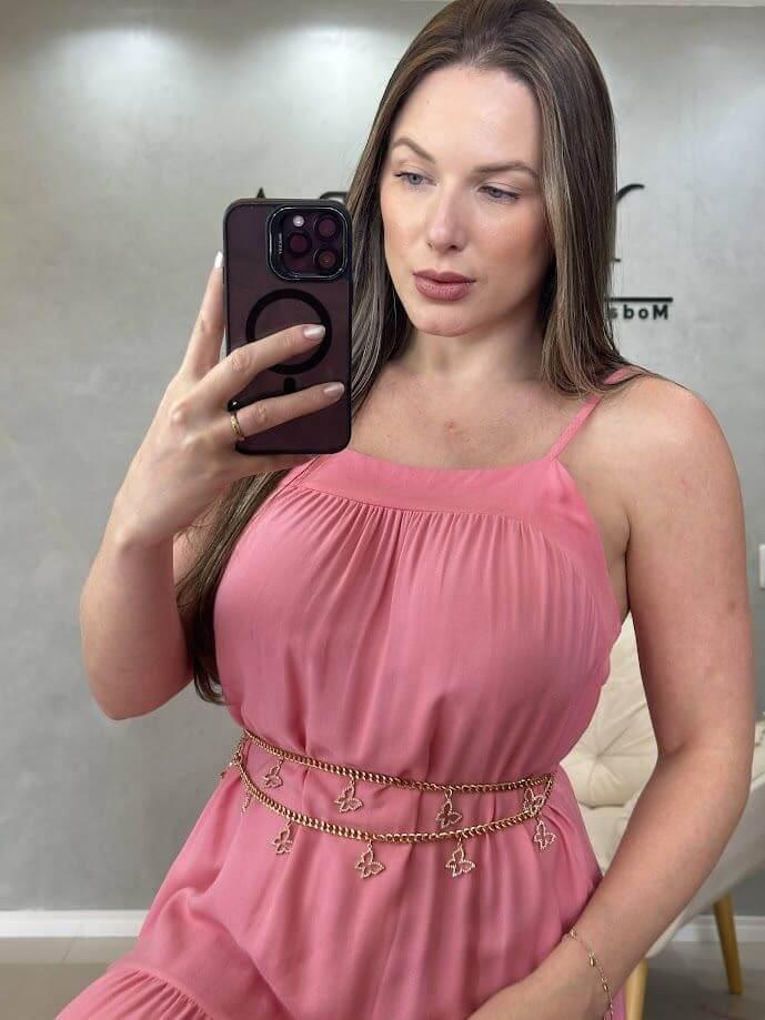Vestido longo amplo - ajuste na alça