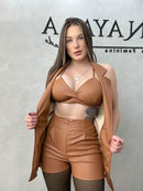 Macacão Colete Courino + Cropped - Loja Nayara Machado