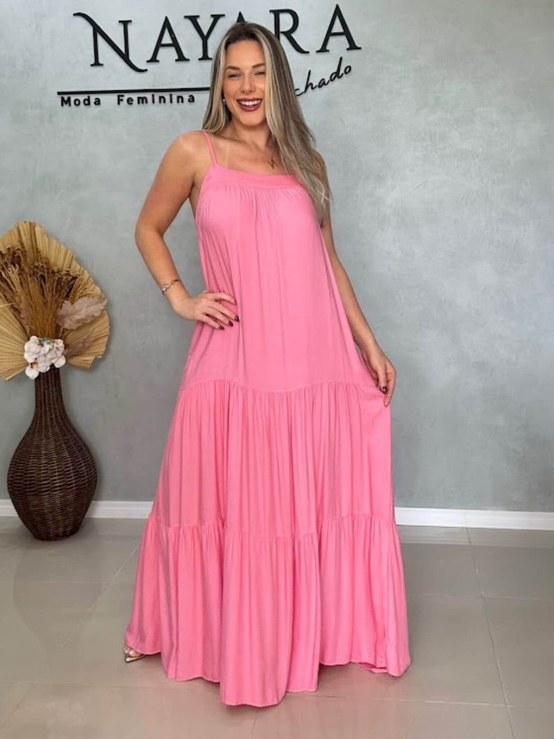 Vestido longo amplo - ajuste na alça