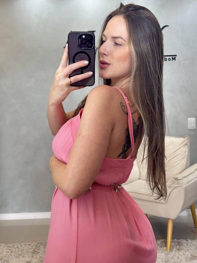Vestido longo amplo - ajuste na alça