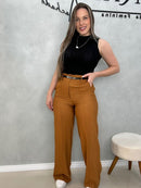 Calça pantalona viscosarja com cinto - Loja Nayara Machado