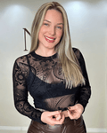 Cropped Tule com Alto Relevo em Veludo