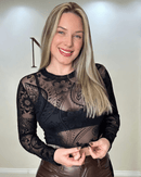 Cropped Tule com Alto Relevo em Veludo