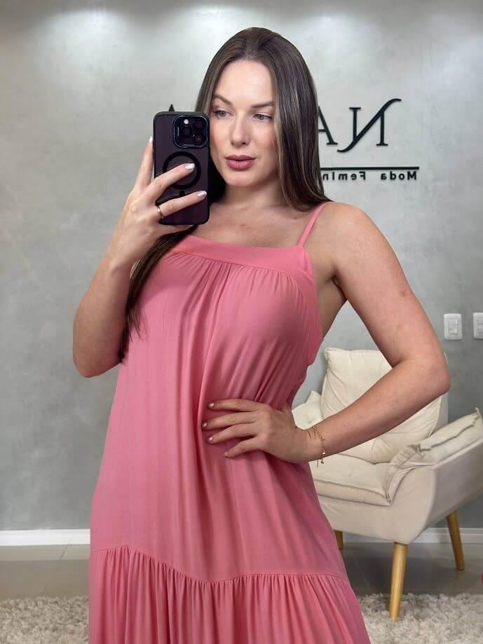 Vestido longo amplo - ajuste na alça