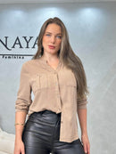 Camisa Linho Gola V Essenza