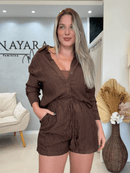 Conjunto Camisa e Short Texturizado com Elastano