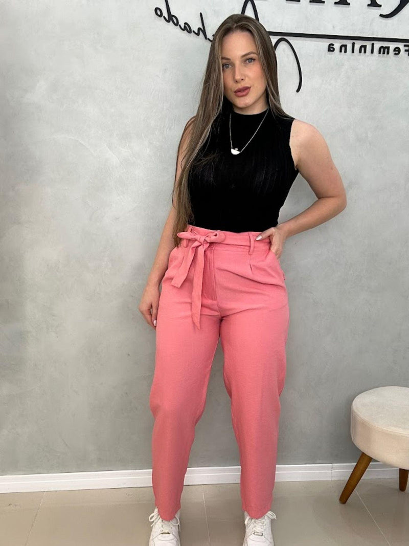 Calça alfaiataria skinny com cinto laço - Loja Nayara Machado