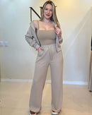 Conjunto Casual Feminino com Capuz e Calça Pantalona