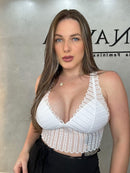 Cropped Renda de Poliamida ZigZag - Loja Nayara Machado