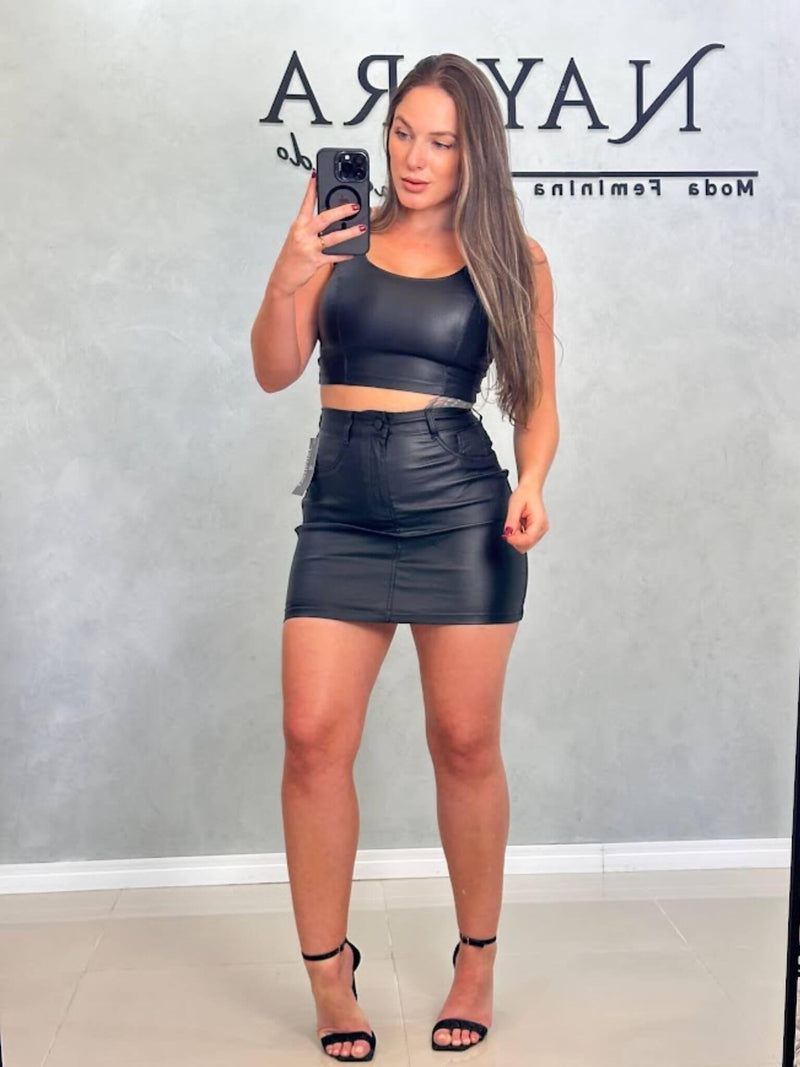 Saia Jeans Resinada