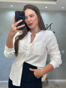 Camisa Linho Gola V Essenza