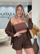 Conjunto Camisa e Short Texturizado com Elastano