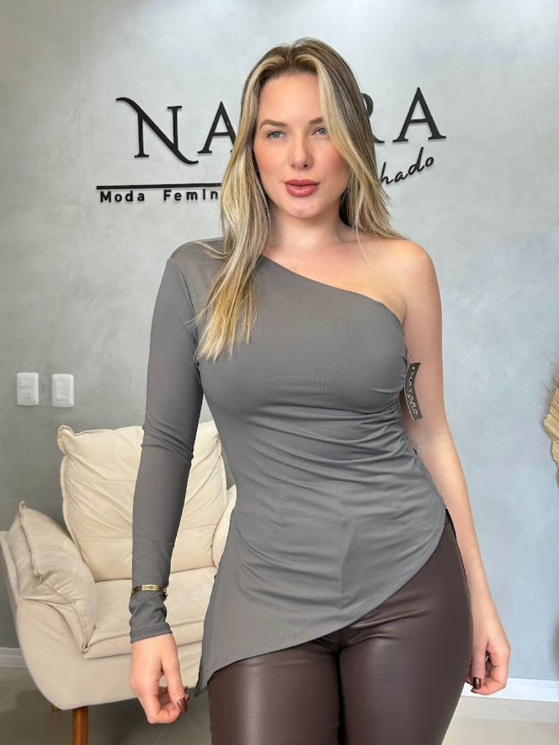 Blusa Poliamida Uma Manga - Bico Lateral