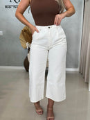 Calça Wide Leg Curta Off White