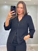 Camisa Linho Gola V Essenza