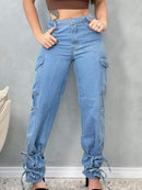 Calça Wide Leg Jeans - Cargo