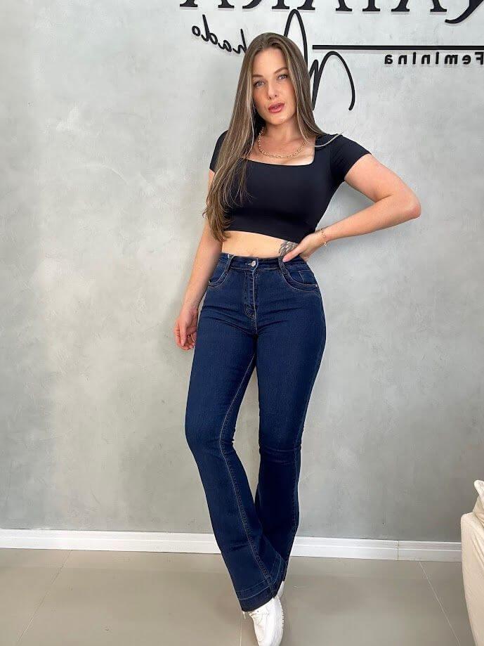 Calça Flare Jeans Azul