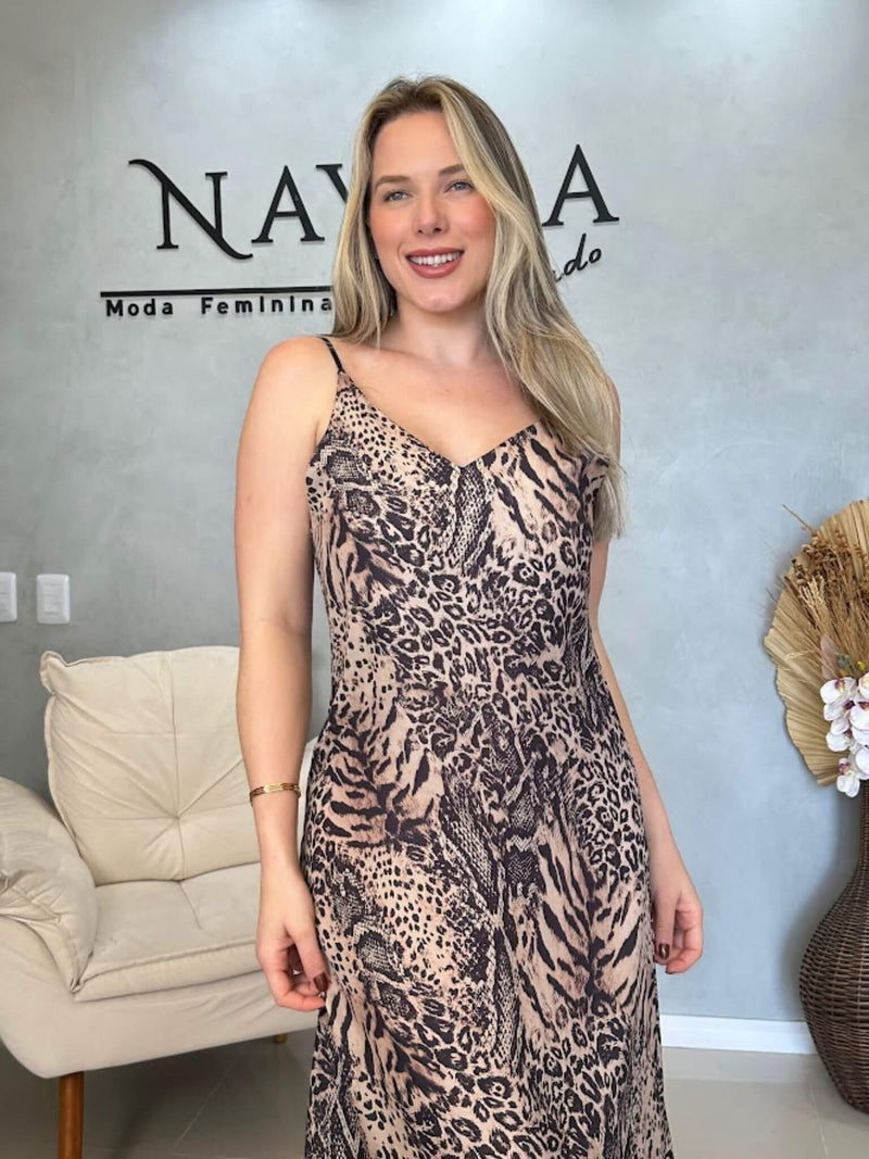 Vestido Longo Cow Print - Western