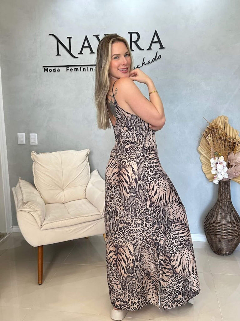 Vestido Longo Cow Print - Western