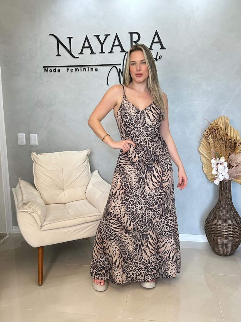 Vestido Longo Cow Print - Western