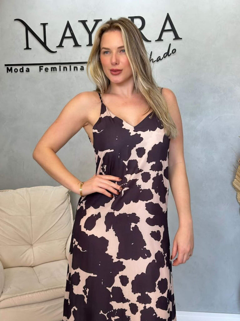 Vestido Longo Cow Print - Western