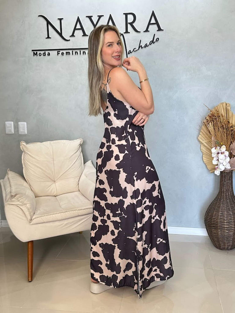 Vestido Longo Cow Print - Western