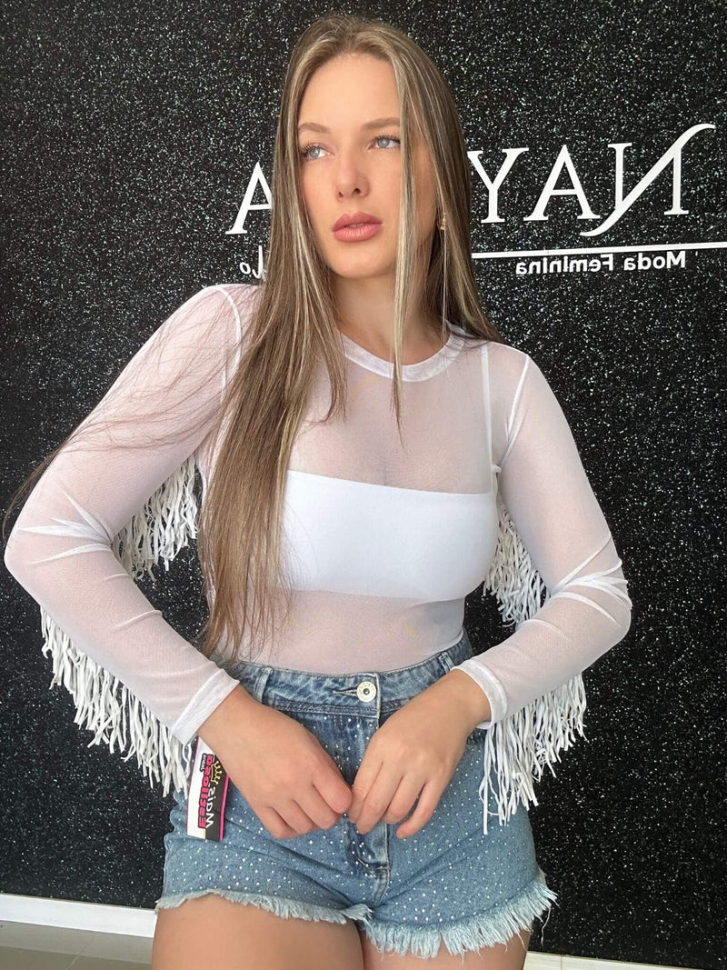 Body Tule Franja CowGirl - Loja Nayara Machado