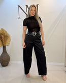 Calça Balloon em Crepe de Alfaiataria com Cinto