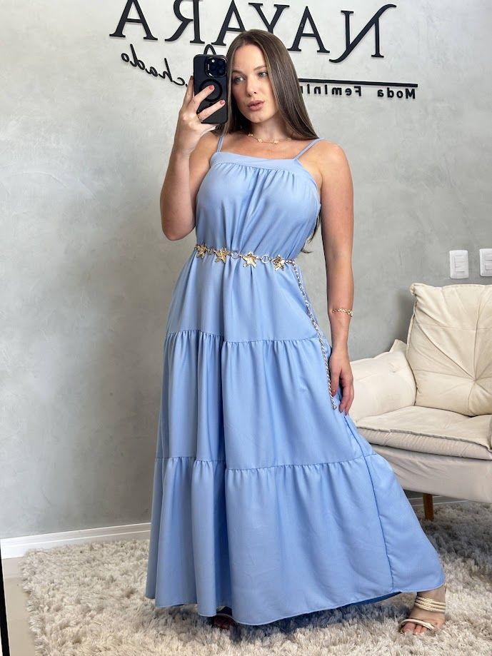 Vestido longo amplo - ajuste na alça