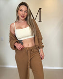 Conjunto Tricô Mousse Pantalona e Casaco Over