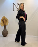 Conjunto de Alfaiataria Sarjada com Calça Pantalona