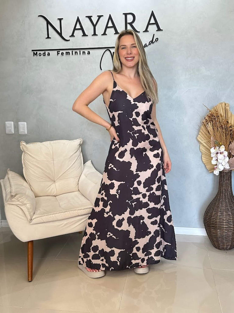 Vestido Longo Cow Print - Western