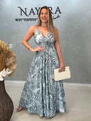 Vestido Indiano Costas em V com Babado