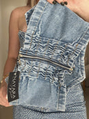 Cropped Jeans Coração Strass