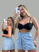 Saia Jeans Com Cinto