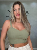 Cropped Algodão com Lastex Nas Costas