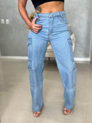 Calça Wide Leg Jeans - Cargo