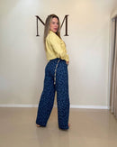 Wide Leg Jeans Cintura Alta Estampa Onça