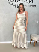 Vestido Longo Linho Listras - Loja Nayara Machado