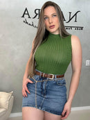 Saia jeans lavagem escura 23 graus - Loja Nayara Machado