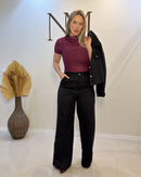 Conjunto de Alfaiataria Sarjada com Calça Pantalona