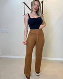 Calça Pantalona de Modal com Elastano