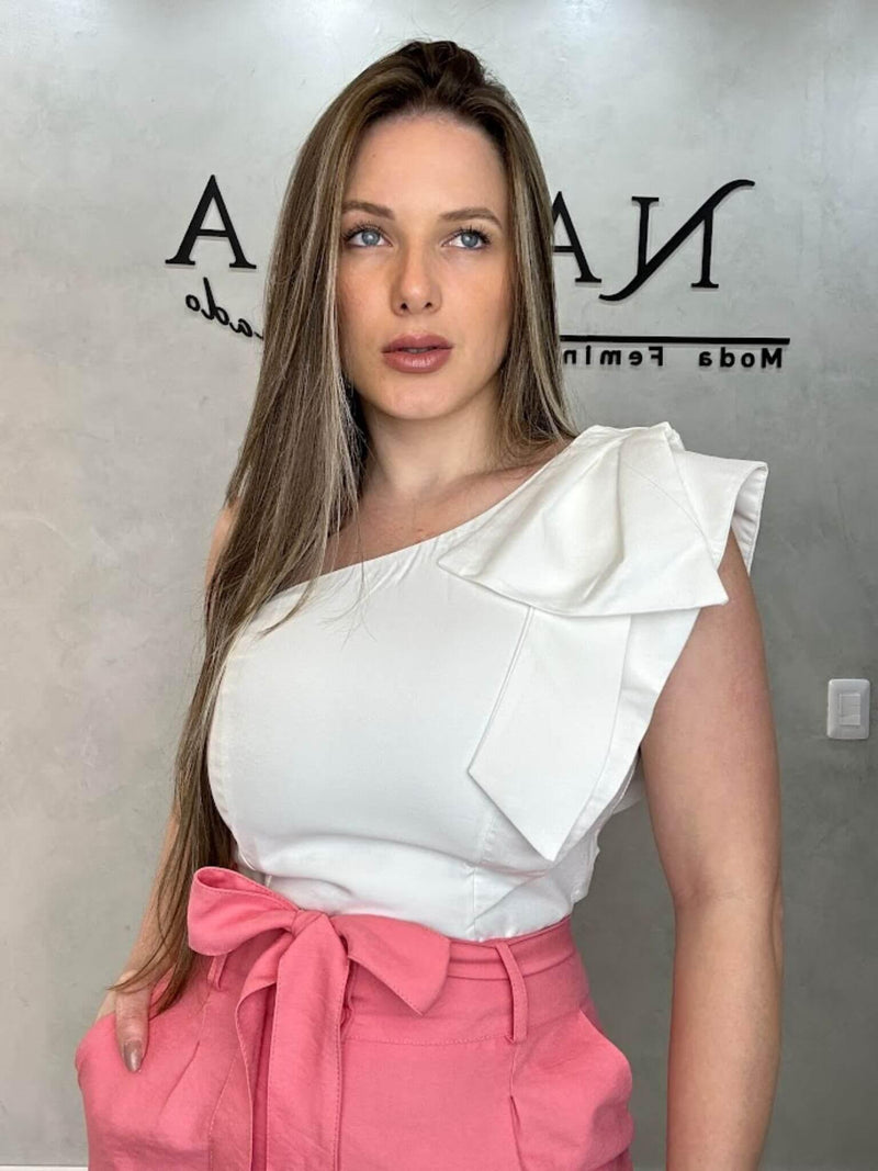 Blusa Alfaiataria Laço no Ombro - Loja Nayara Machado